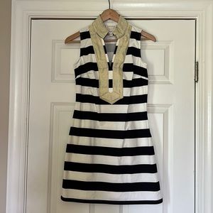 Sail to Sable Navy, White, and Gold Tunic Dress